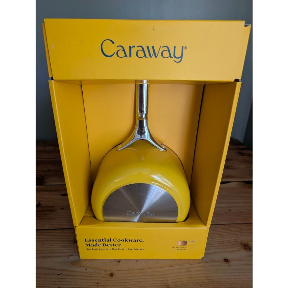 NWB Caraway Nonstick Ceramic 3qt Sauce Pan with 8” Lid -Marigold